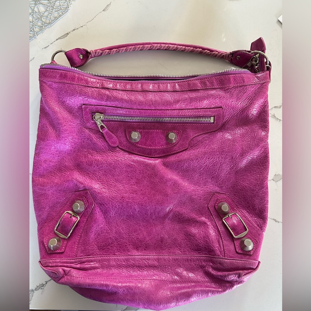 Balenciaga Lambskin Giant 12 Magenta Shoulder Bag -Hobo